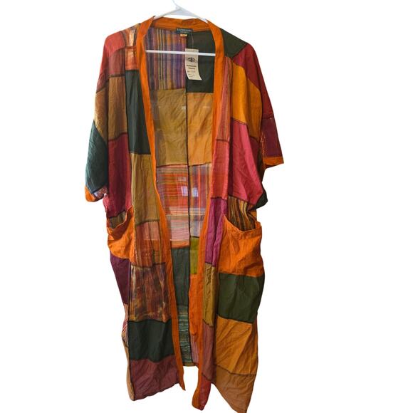 Kathmandu Imports Duster Cardigan OS Womens Short Sleeve Patchwork Lagan Look - Picture 1 of 5